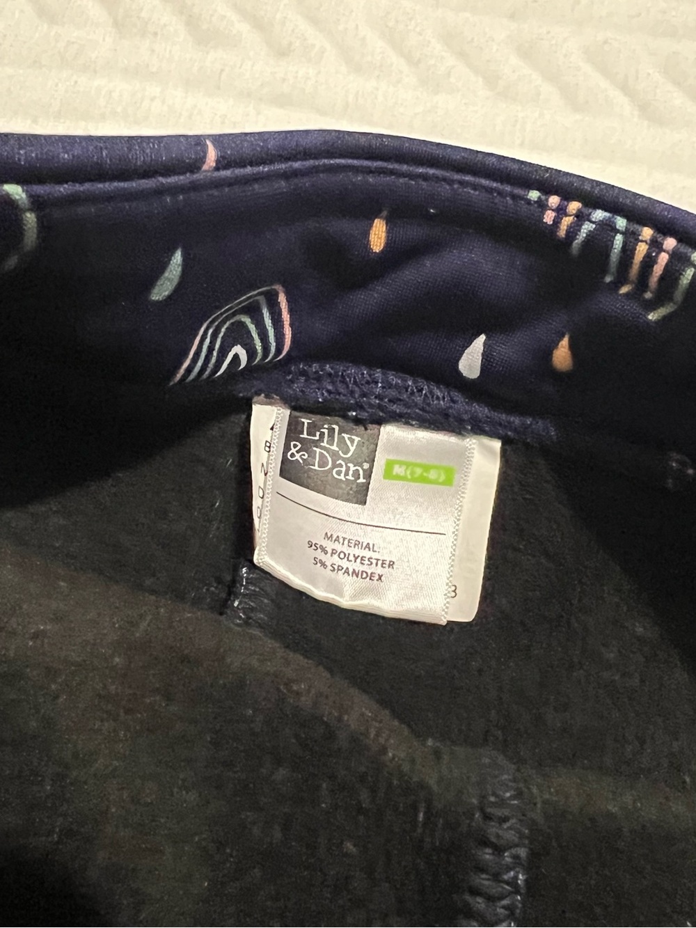 💗 Lily & Dan - Kids Navy Rainbow Print Fleece Leggings - Picture 5 of 9